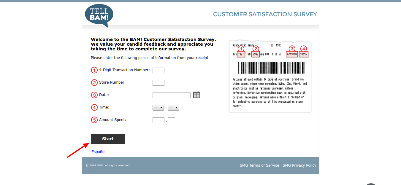 BAM Customer Satisfaction Survey Welcome