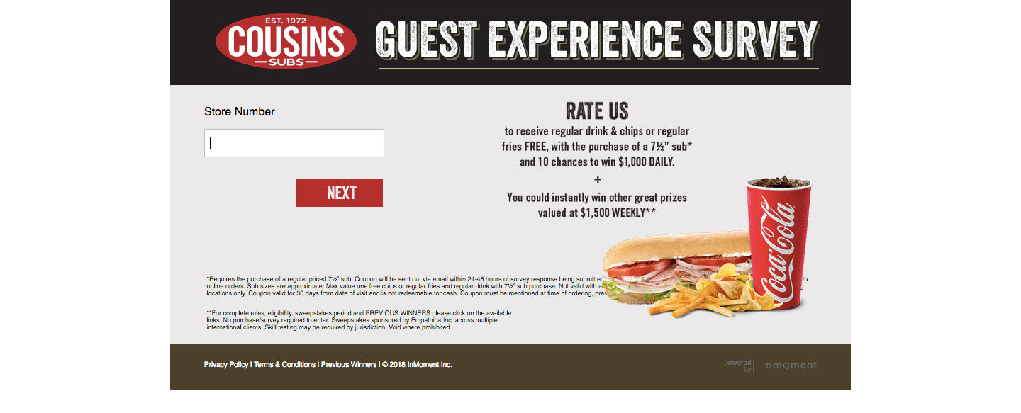 Cousins Subs Customer Experience Survey