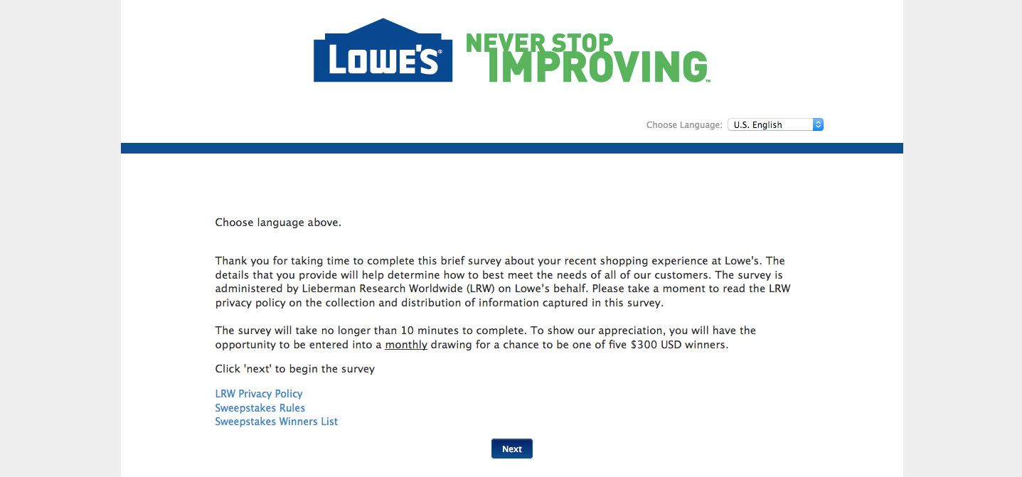 Lowe's Client Satisfaction Survey