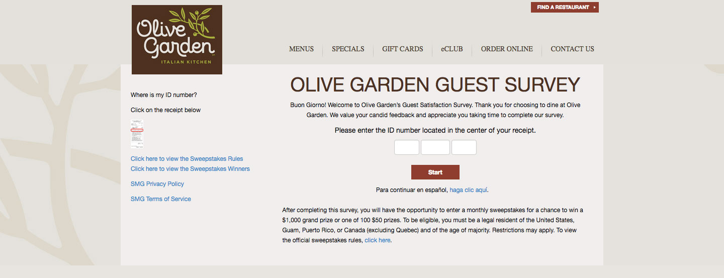 Olive Garden Client Experience Survey