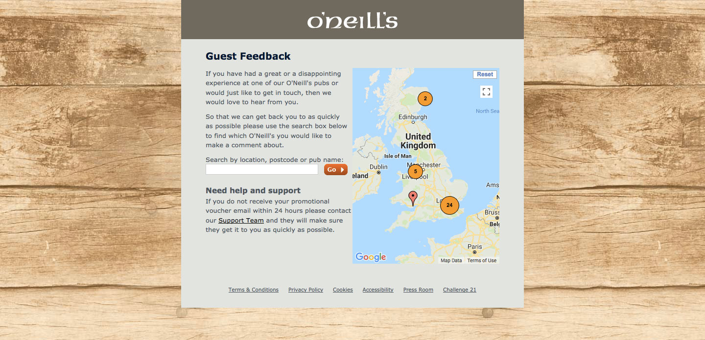 O'neill's Guest Satisfaction Survey