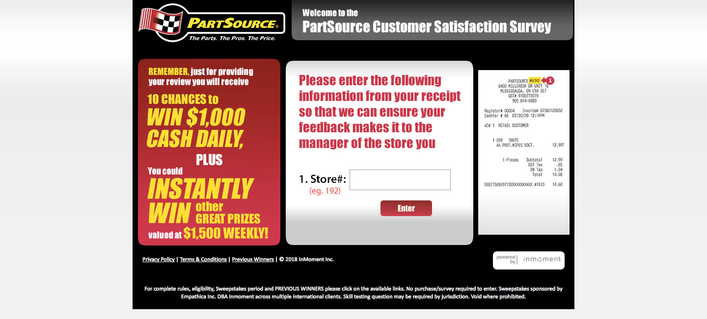 PartSource Customer Satisfaction Survey