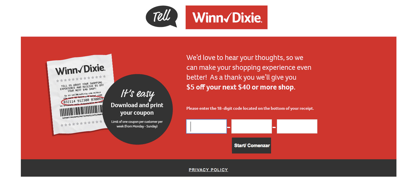 Winn-Dixie Guest Feedback Survey