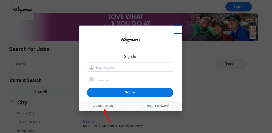 Wegmans Create Account