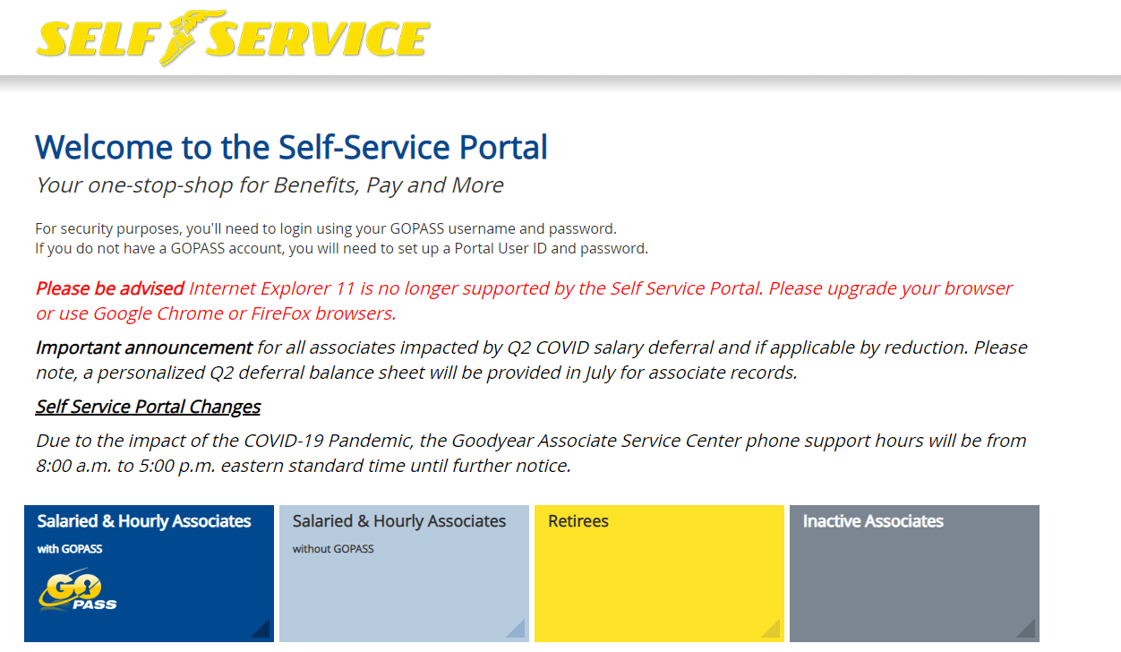 Your Goodyear Self Service Account