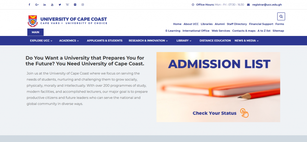 UCC Student Portal login