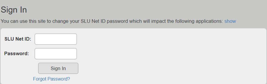 MySLU Sign in
